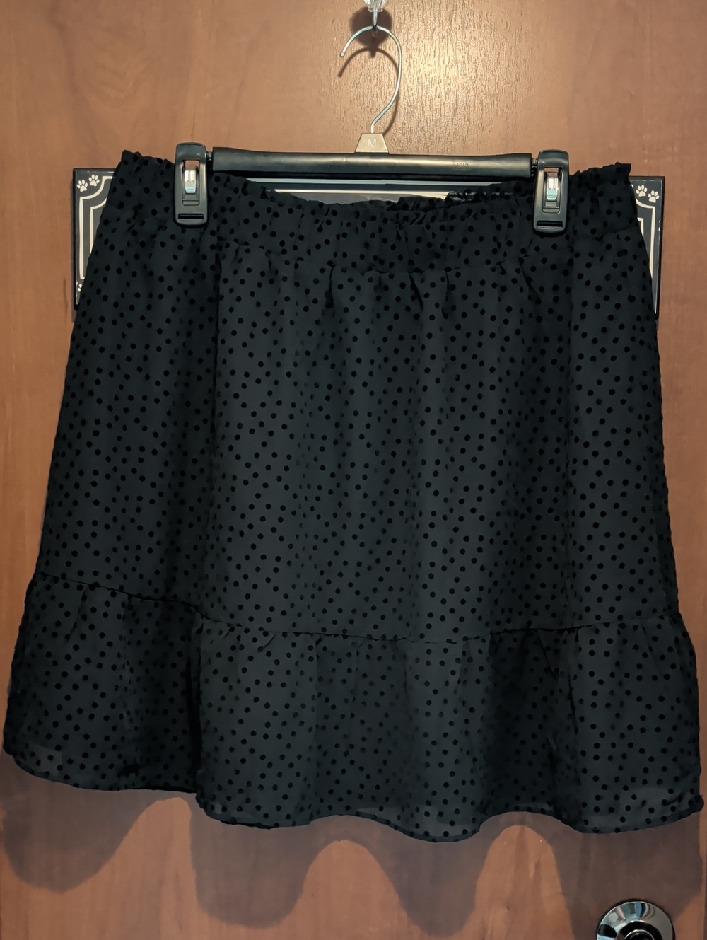 LOFT Black Polka Dot Midi Skirt